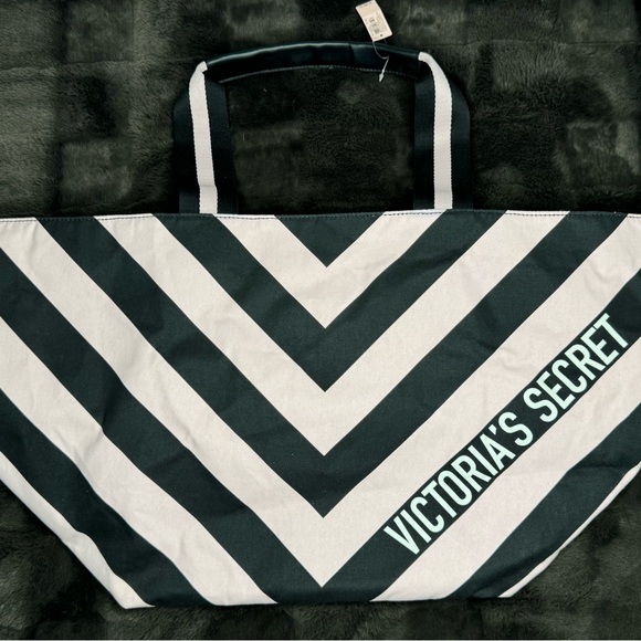 Victoria’s Secret Striped Tote | Pink and Black - Picture 10 of 12